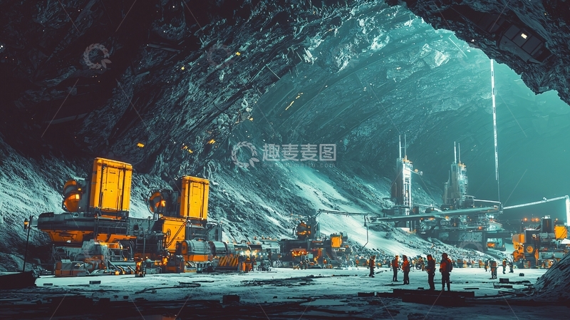 高清大图下载【趣麦麦图】冰雪洞穴中的未来城市