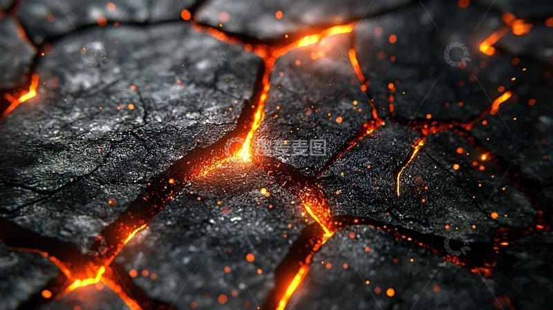 高清大图下载【趣麦麦图】火山岩浆裂缝