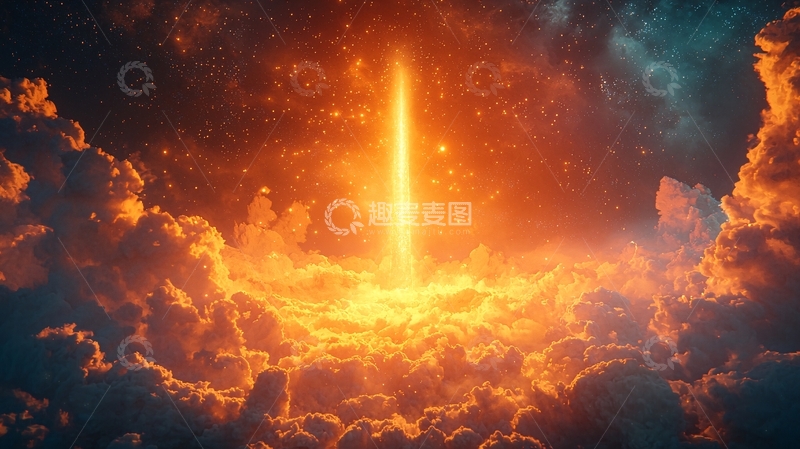 高清大图下载【趣麦麦图】火焰光柱突破云层