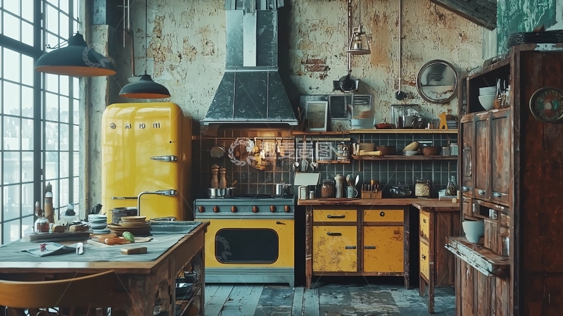 高清大图下载【趣麦麦图】复古工业风厨房