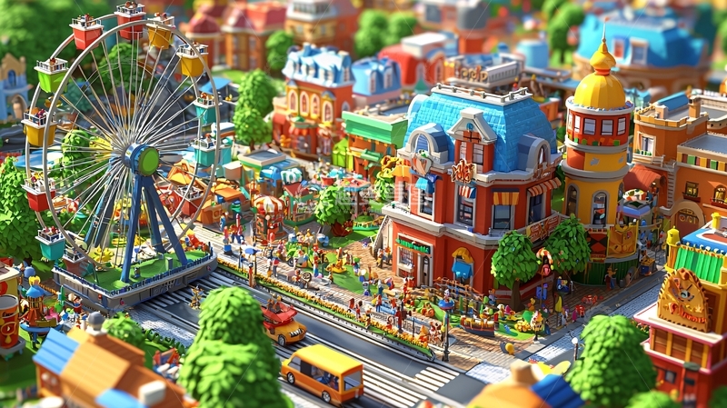 高清大图下载【趣麦麦图】梦幻卡通城市模型