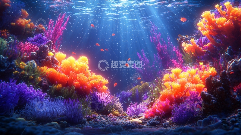 高清大图下载【趣麦麦图】水下珊瑚礁生机勃勃