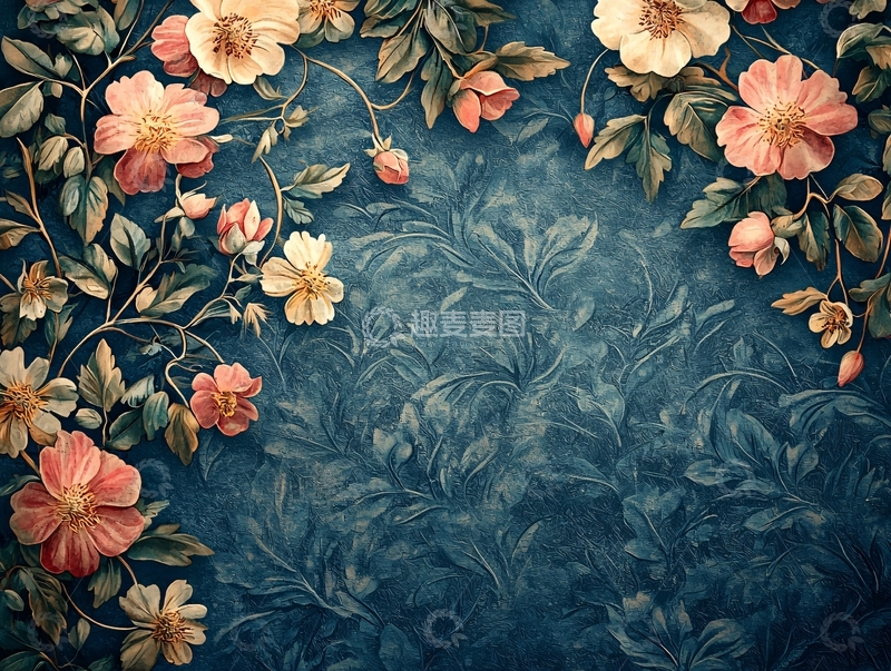 高清大图下载【趣麦麦图】复古花卉背景纹理