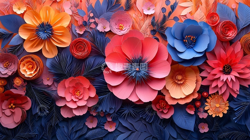 高清大图下载【趣麦麦图】纸艺花卉背景