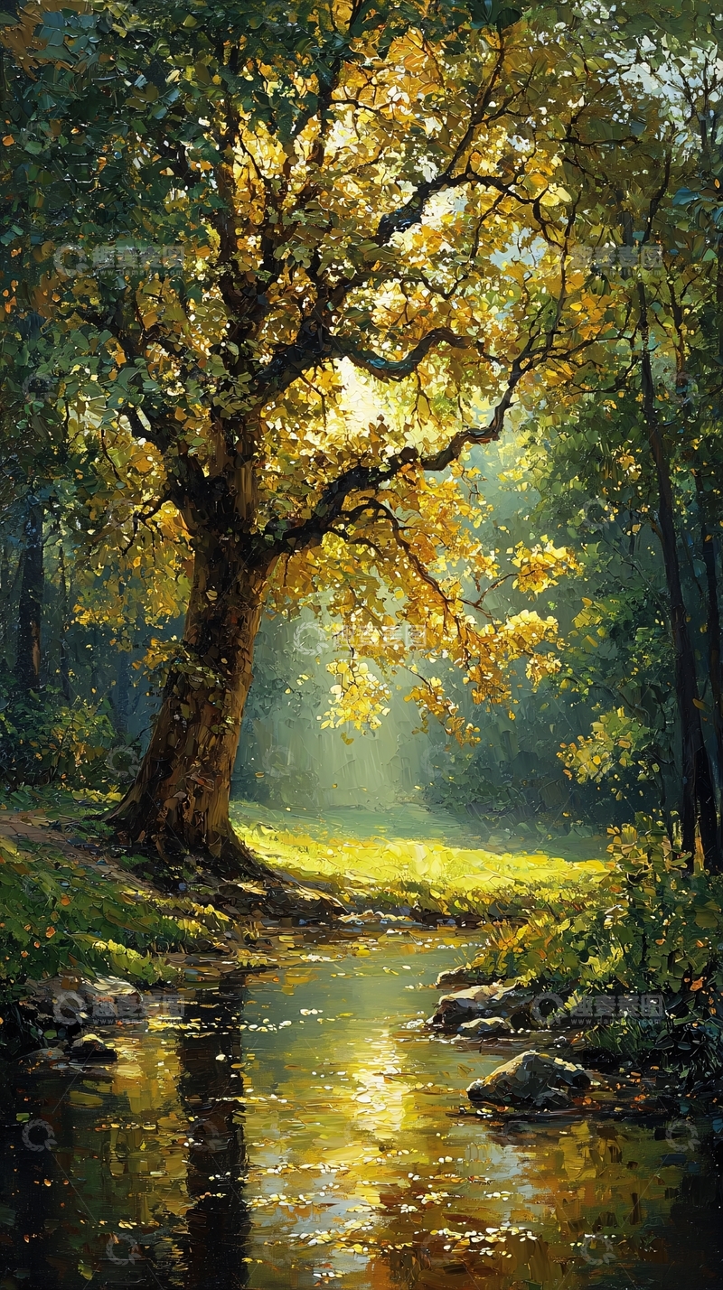 高清大图下载【趣麦麦图】阳光森林小溪