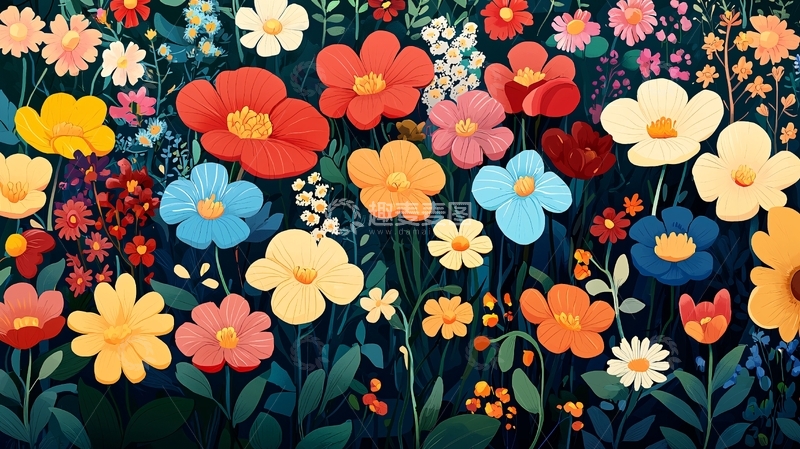 高清大图下载【趣麦麦图】色彩鲜艳的花卉图案