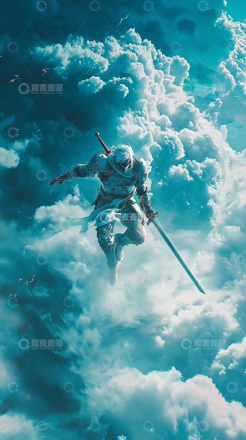 高清大图下载【趣麦麦图】云端武士