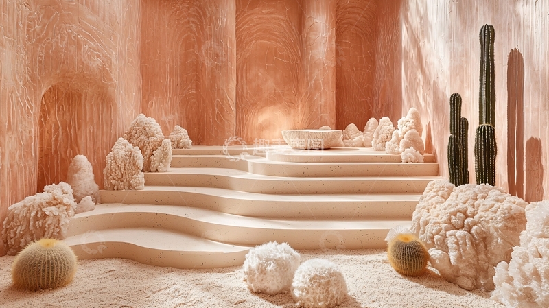 高清大图下载【趣麦麦图】粉色岩石阶梯空间