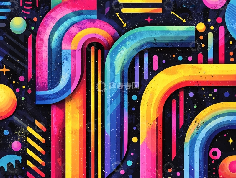 高清大图下载【趣麦麦图】抽象彩色线条