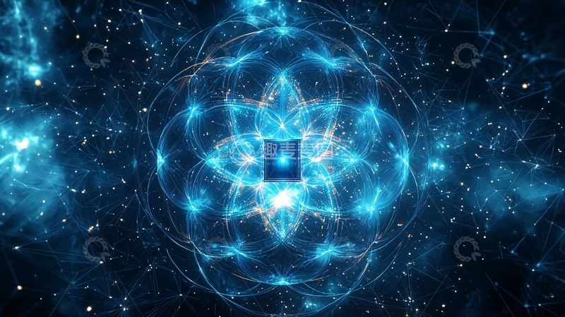 高清大图下载【趣麦麦图】蓝色宇宙星空几何图案