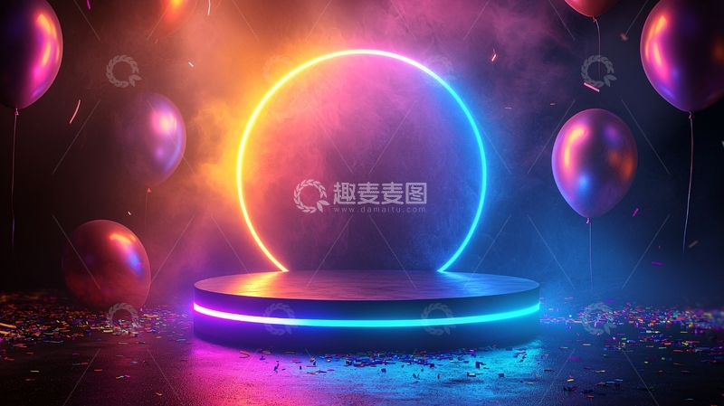 高清大图下载【趣麦麦图】霓虹灯环形舞台