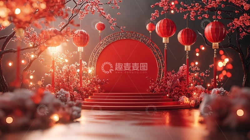 高清大图下载【趣麦麦图】中式红灯笼背景