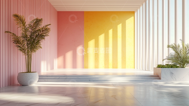 高清大图下载【趣麦麦图】粉色黄色室内设计