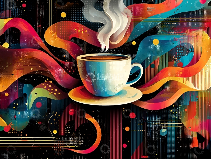 高清大图下载【趣麦麦图】抽象咖啡杯