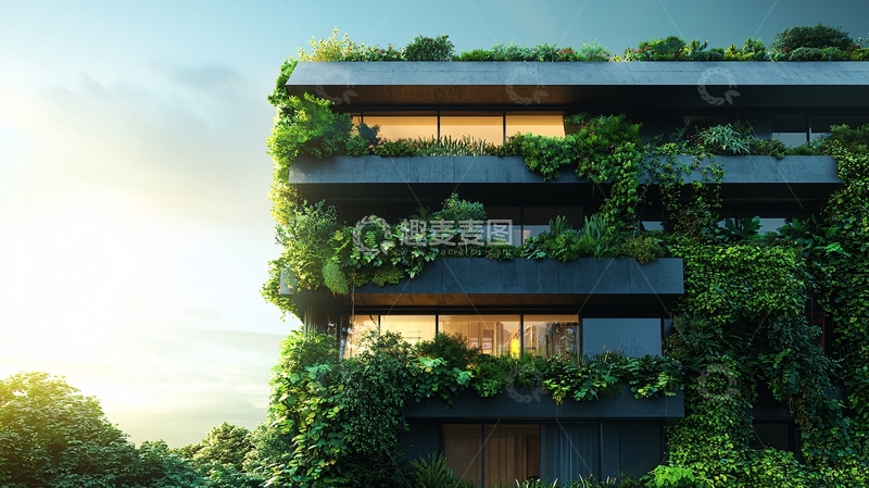 高清大图下载【趣麦麦图】绿植覆盖的现代建筑