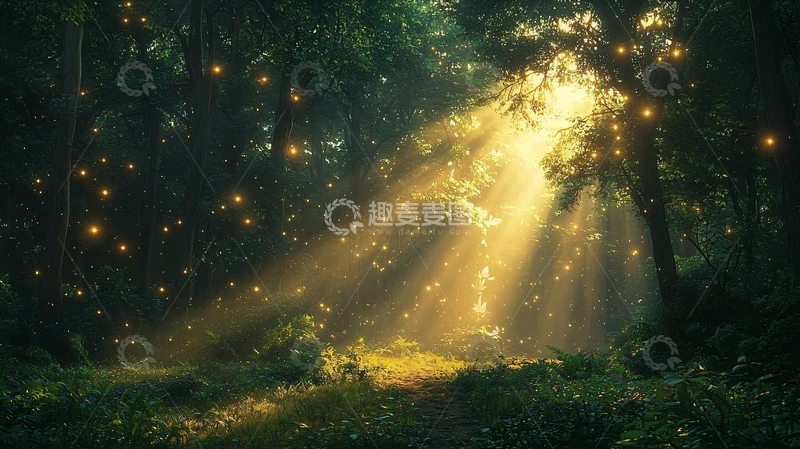 高清大图下载【趣麦麦图】光线森林