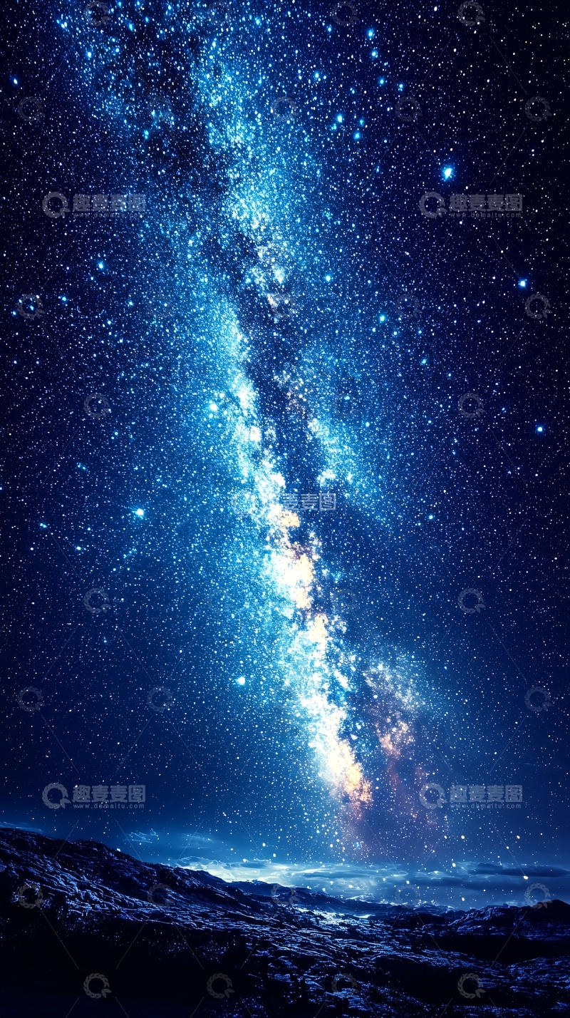高清大图下载【趣麦麦图】深蓝夜空下的银河