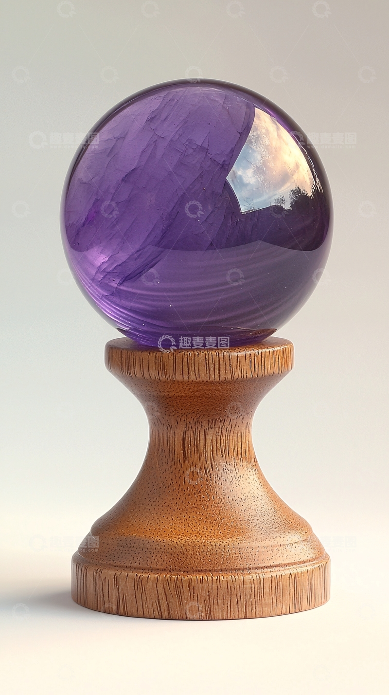 高清大图下载【趣麦麦图】紫水晶球木质底座