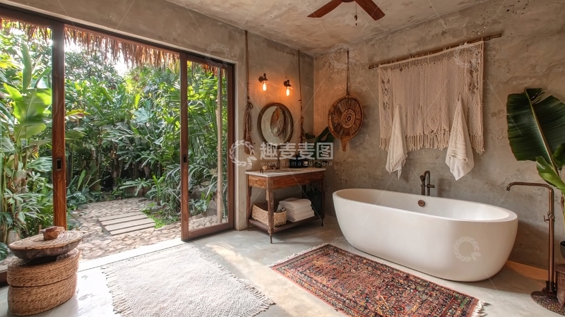 高清大图下载【趣麦麦图】水泥墙浴室