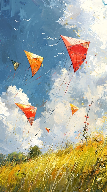 晴朗天空下的彩色风筝