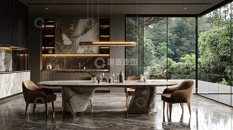 高清大图下载【趣麦麦图】现代轻奢餐厅设计