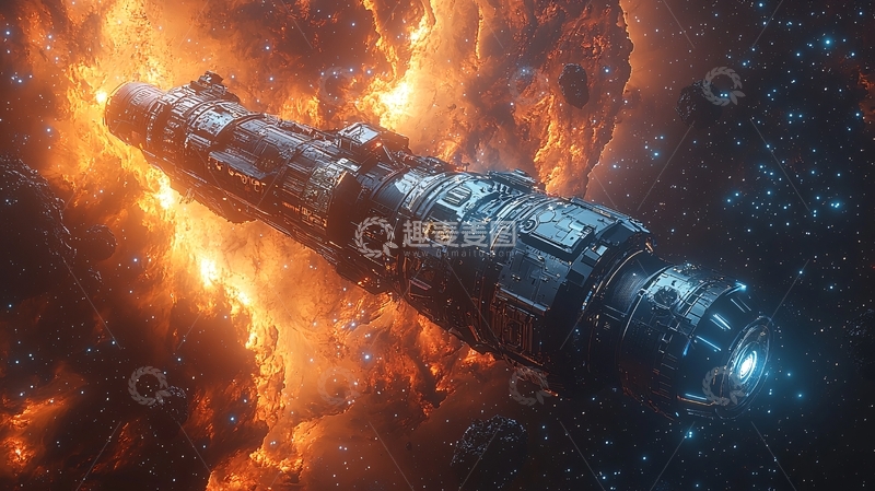 高清大图下载【趣麦麦图】宇宙飞船火焰背景