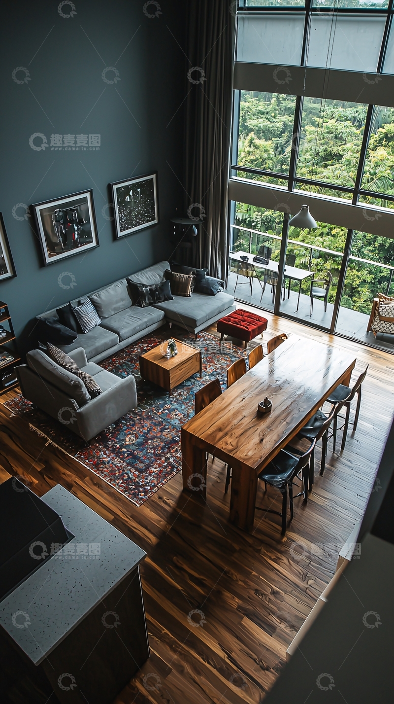 高清大图下载【趣麦麦图】高层公寓客厅俯瞰图