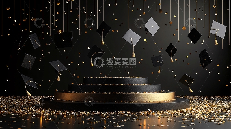 高清大图下载【趣麦麦图】黑色系毕业季背景