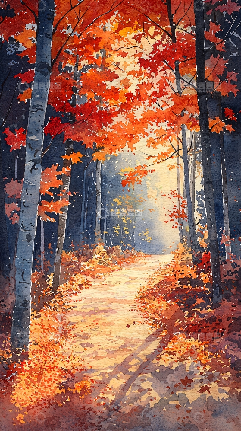高清大图下载【趣麦麦图】秋日森林小路