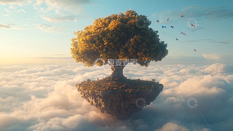 高清大图下载【趣麦麦图】云端上的生命之树