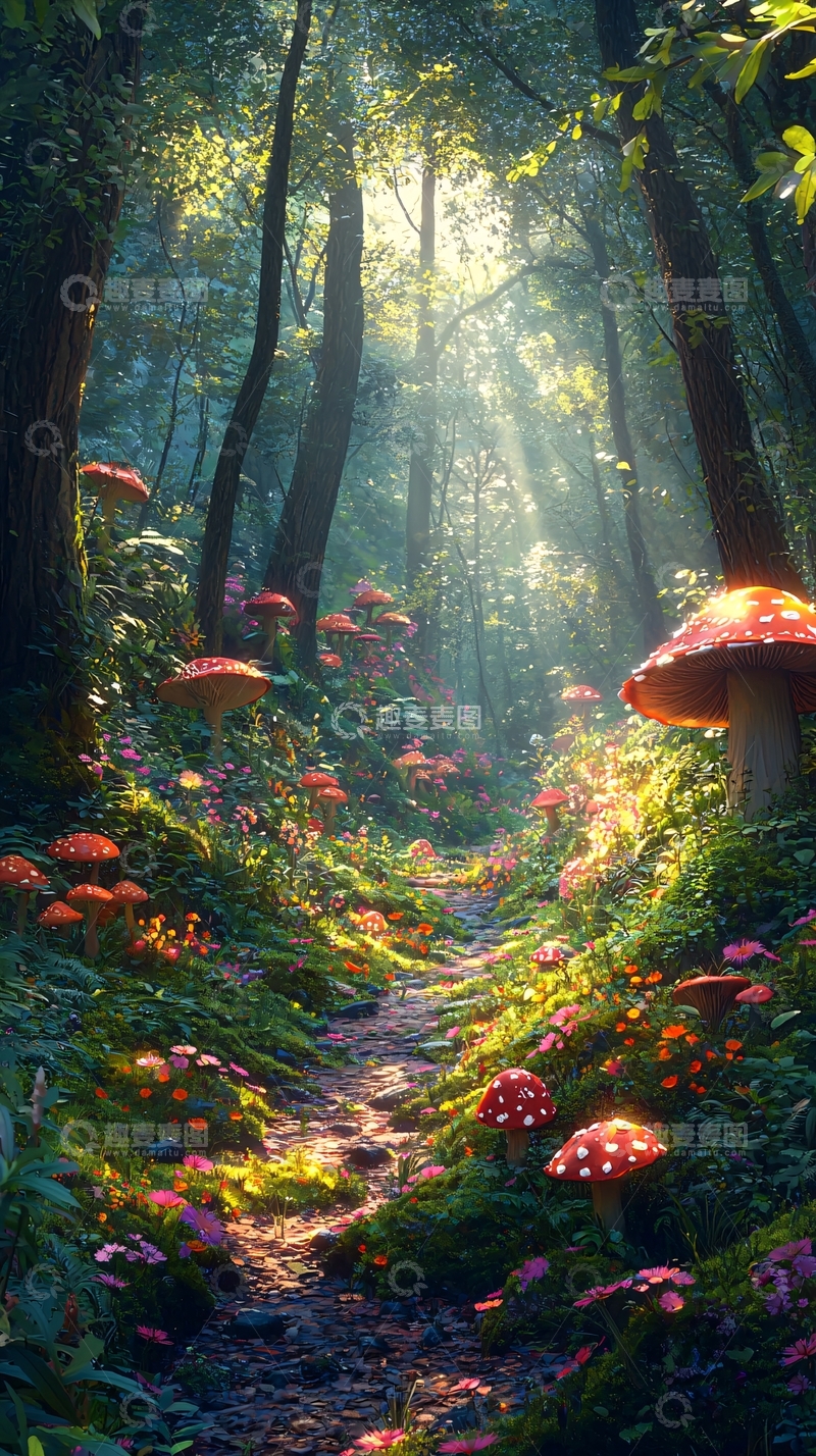 高清大图下载【趣麦麦图】蘑菇森林小路