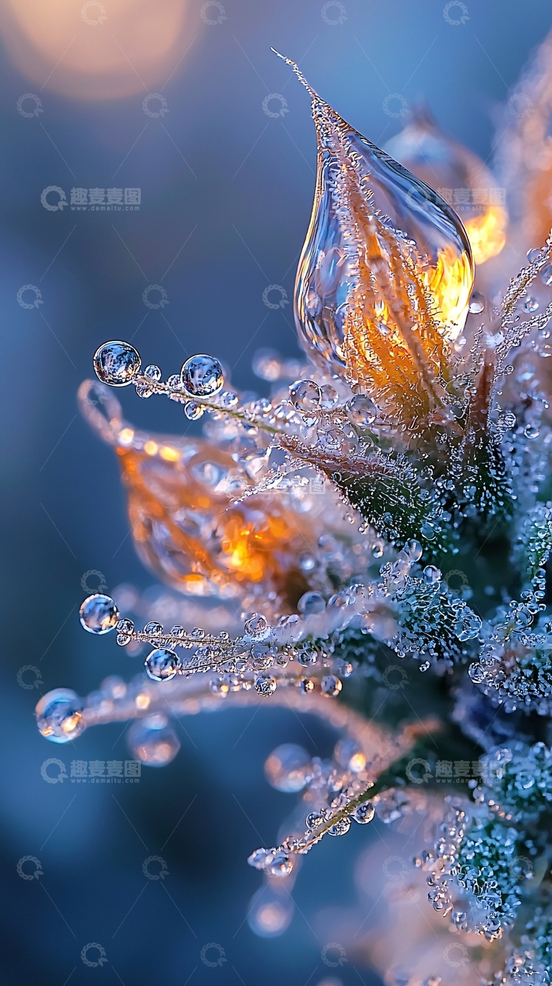 高清大图下载【趣麦麦图】晶莹剔透的露珠花朵