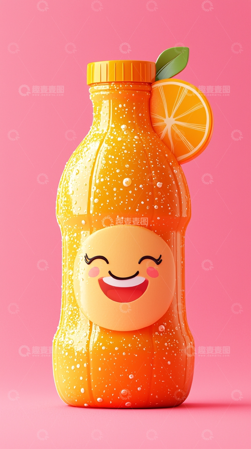 高清大图下载【趣麦麦图】卡通橙汁瓶