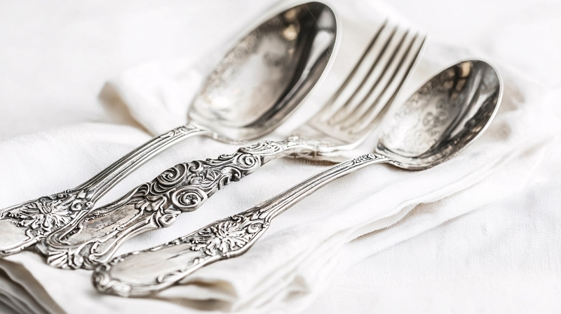 高清大图下载【趣麦麦图】银质餐具