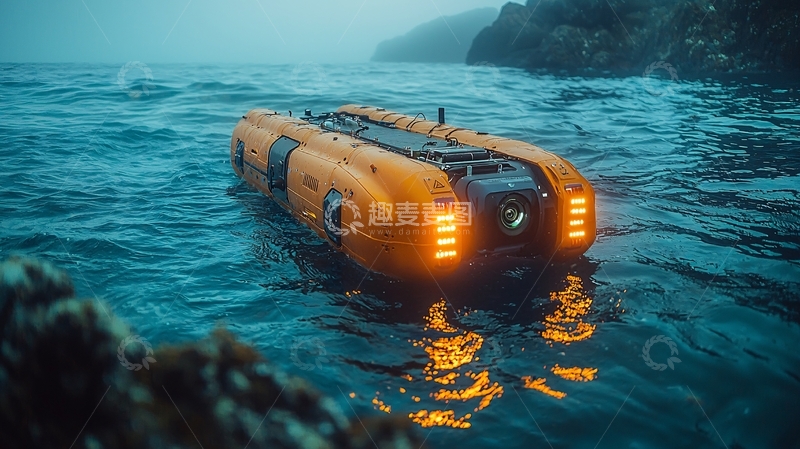 高清大图下载【趣麦麦图】橙色水下机器人
