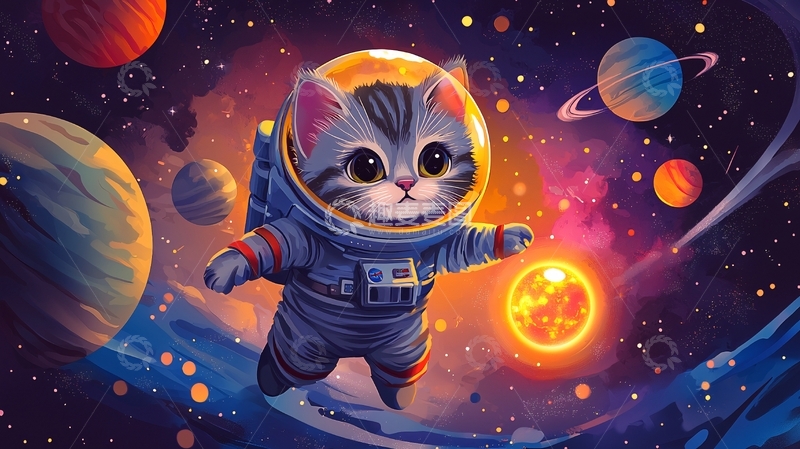 高清大图下载【趣麦麦图】太空猫咪宇航员