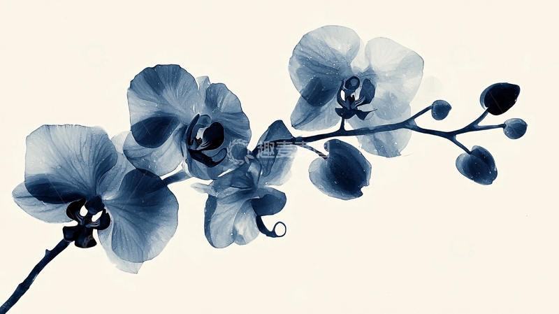 高清大图下载【趣麦麦图】蓝色兰花枝条