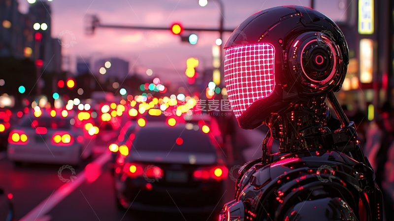高清大图下载【趣麦麦图】未来感机器人城市夜景