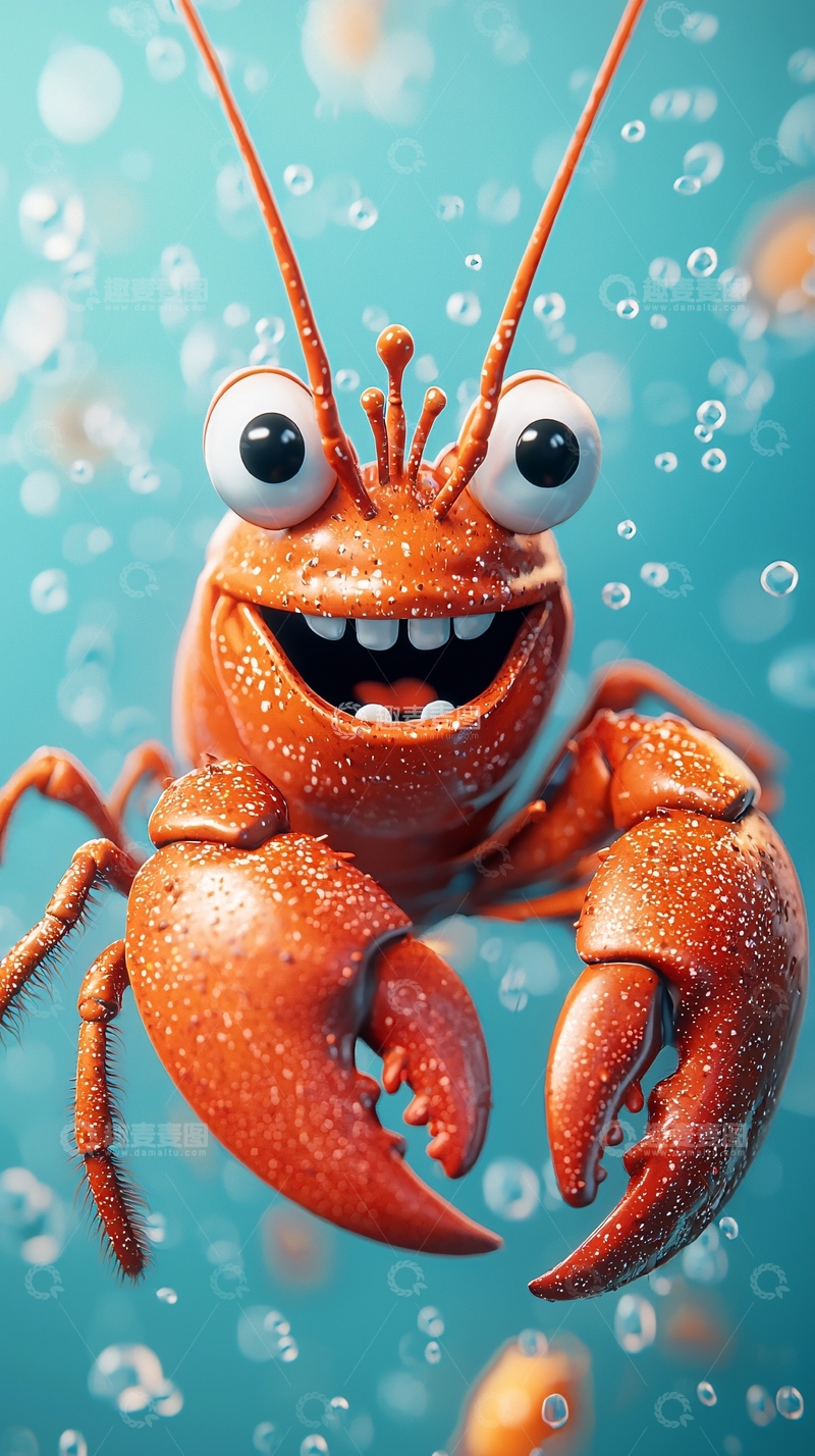 高清大图下载【趣麦麦图】卡通龙虾