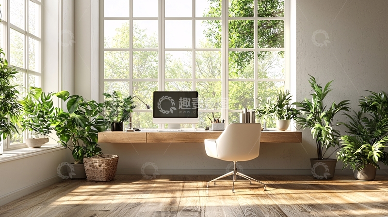高清大图下载【趣麦麦图】明亮舒适的居家办公空间