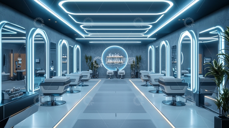 高清大图下载【趣麦麦图】未来感理发店设计