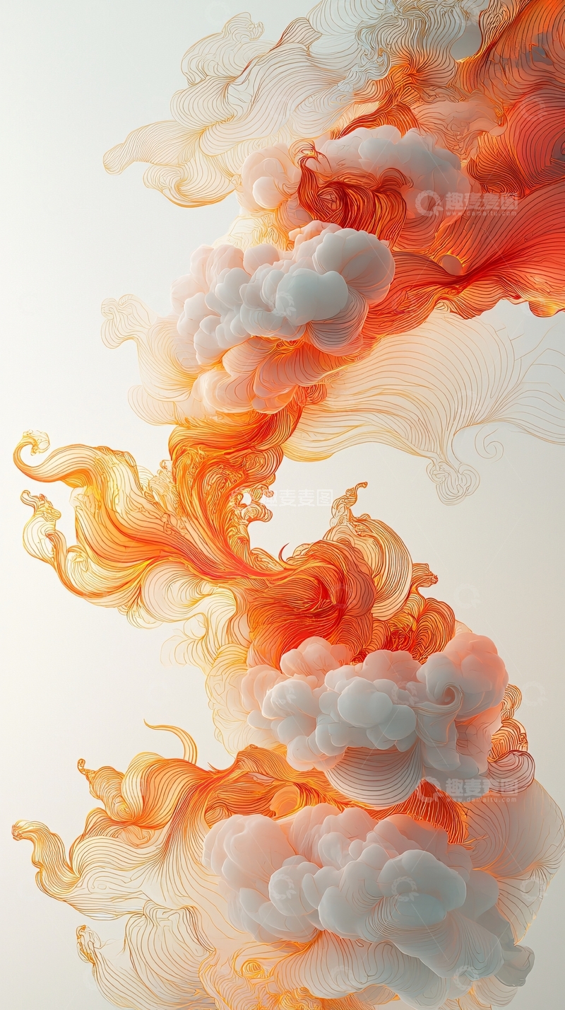 高清大图下载【趣麦麦图】橙色白色水墨晕染