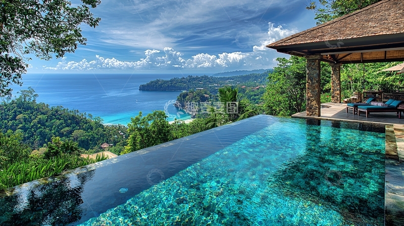 高清大图下载【趣麦麦图】海景别墅无边泳池