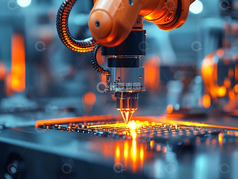 高清大图下载【趣麦麦图】工业机器人激光切割金属