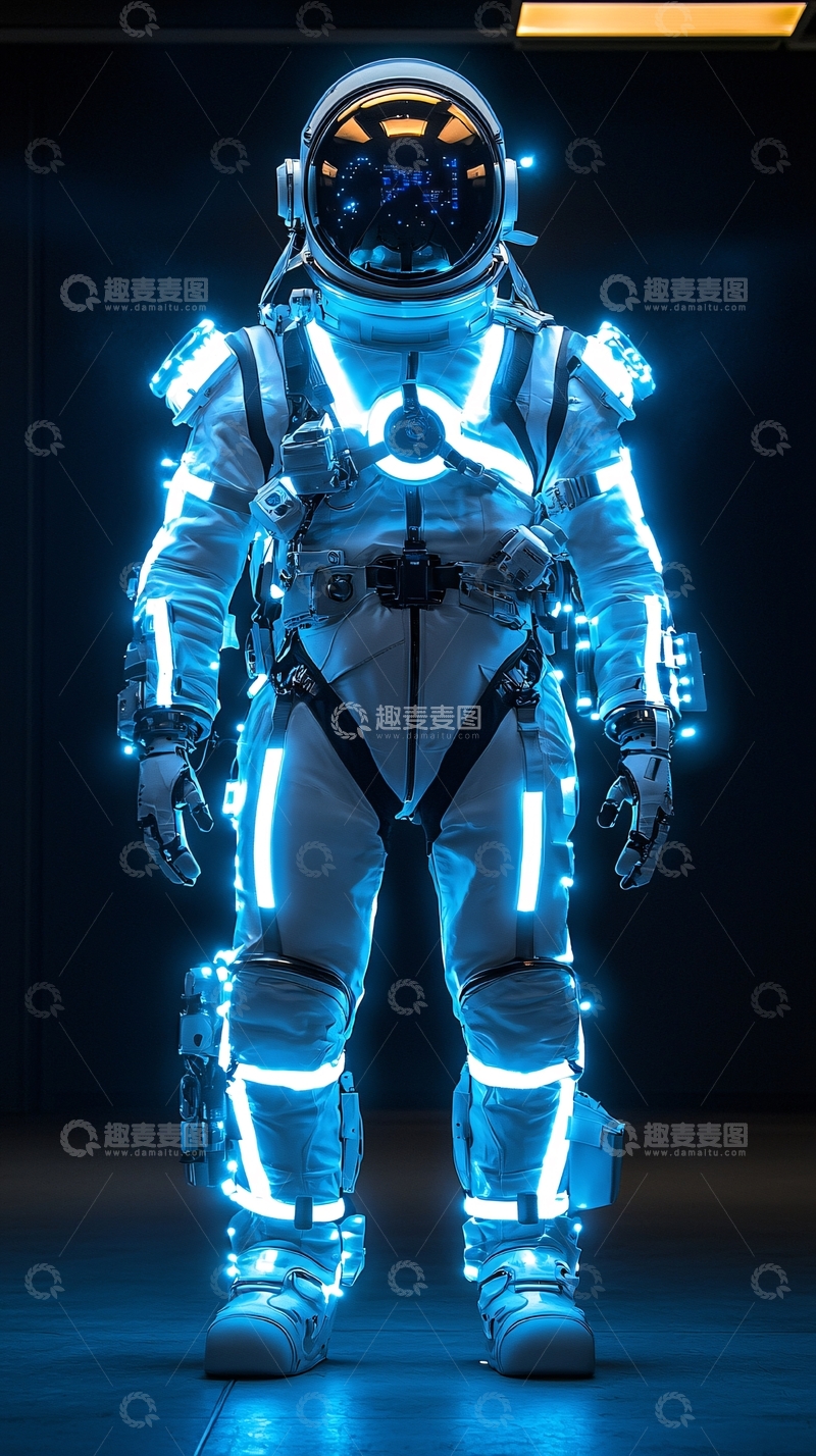 高清大图下载【趣麦麦图】科幻风蓝色发光宇航服