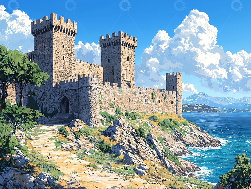 高清大图下载【趣麦麦图】海边古堡