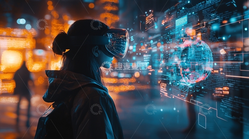 高清大图下载【趣麦麦图】夜晚城市虚拟现实