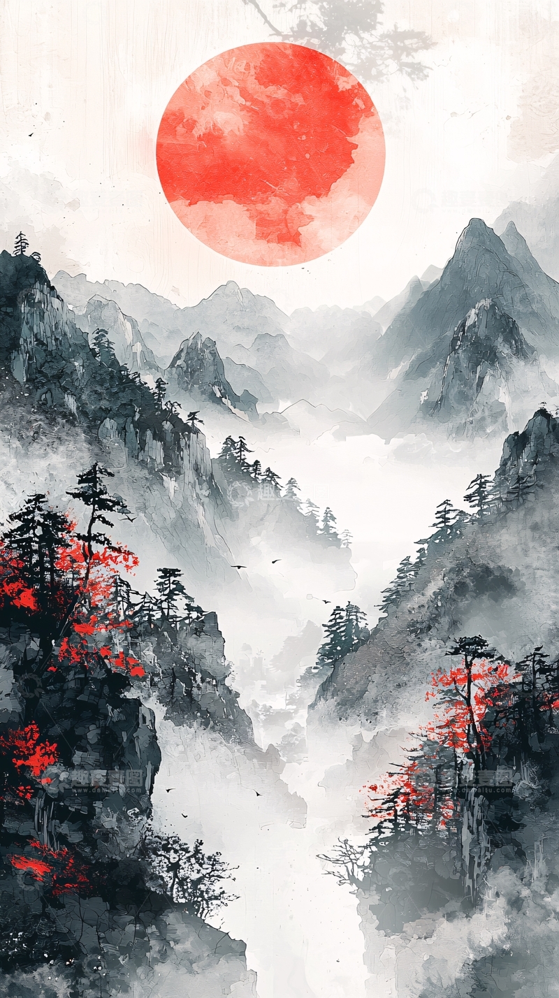 高清大图下载【趣麦麦图】水墨山水画205