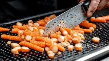 煎锅里切好的胡萝卜