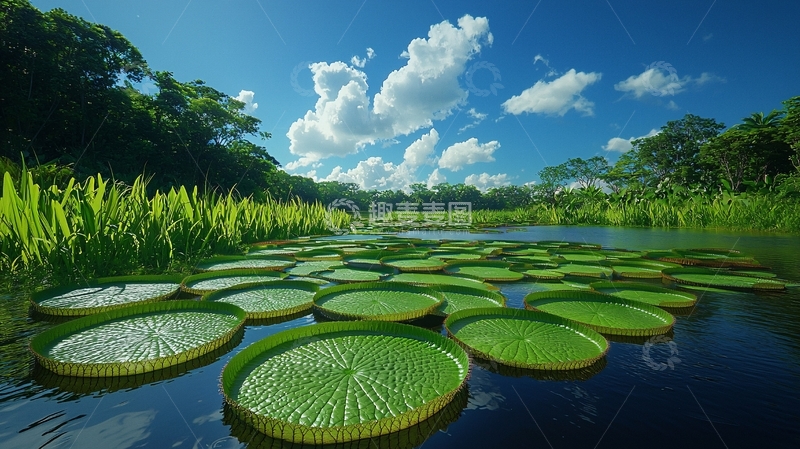 高清大图下载【趣麦麦图】亚马逊王莲